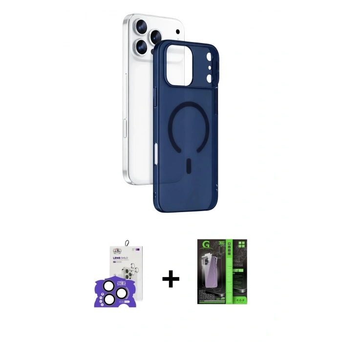 MARSİLYAN™- iPhone 17 Pro Max Kılıf Ahenk Minimal Serisi - Şeffaf 360 Full Body Arka Koruyucu + Bilvis Titan Kamera Lens - NLGY
