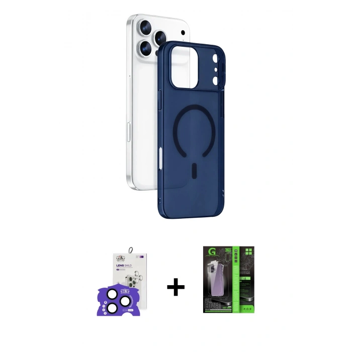 MARSİLYAN™- iPhone 17 Pro Max Kılıf Ahenk Minimal Serisi - Şeffaf 360 Full Body Arka Koruyucu + Bilvis Titan Kamera Lens - LT