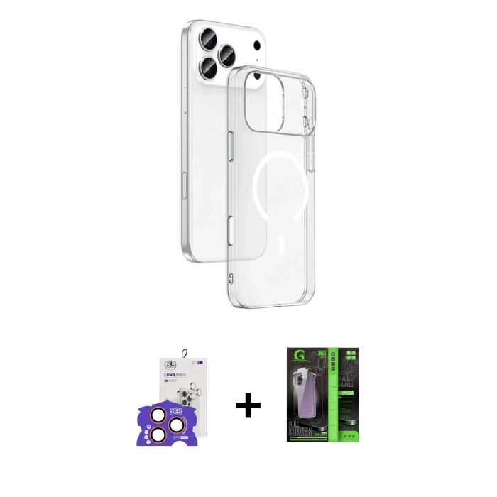 MARSİLYAN™- iPhone 17 Pro Max Kılıf Ahenk Minimal Serisi - Siyah 360 Mat Full Body Arka Koruyucu + Bilvis Titan Kamera Lens - TU