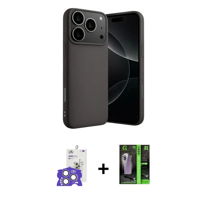 MARSİLYAN™- iPhone 17 Pro Max Kılıf Ahenk Serisi - Şeffaf 360 Full Body Arka Koruyucu + Bilvis Titan Kamera Lens - GS