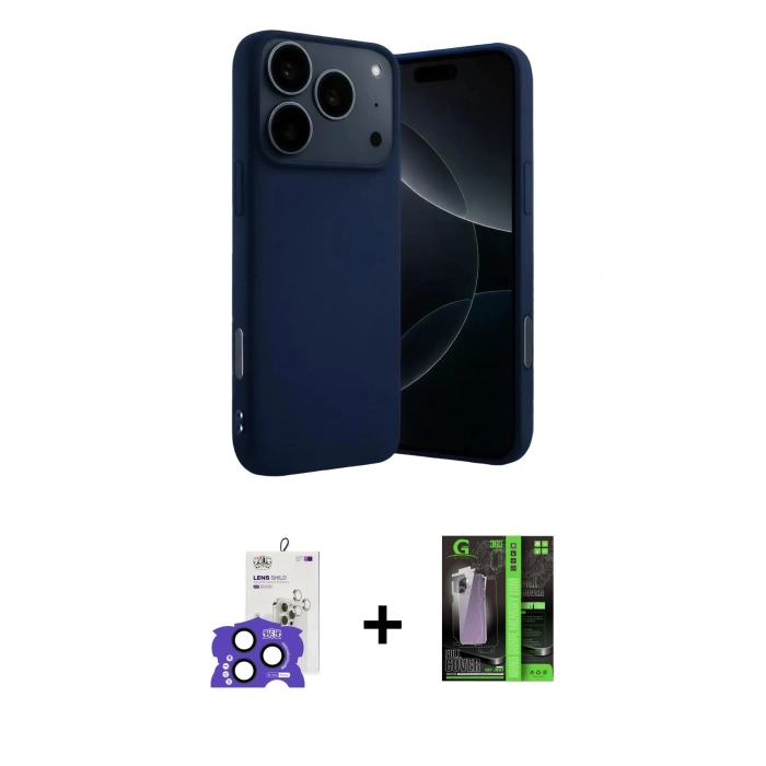 MARSİLYAN™- iPhone 17 Pro Max Kılıf Ahenk Serisi - Şeffaf 360 Full Body Arka Koruyucu + Bilvis Titan Kamera Lens - LT