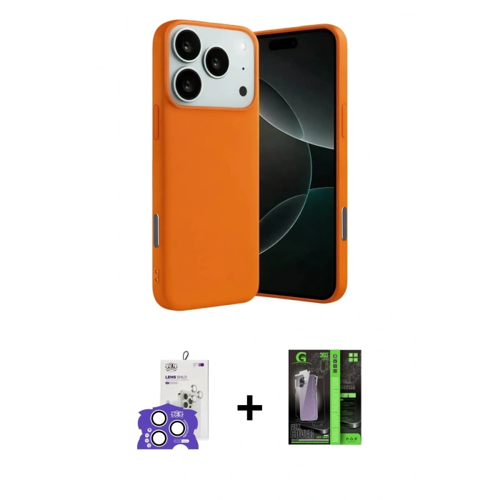 MARSİLYAN™- iPhone 17 Pro Max Kılıf Ahenk Serisi - Şeffaf 360 Full Body Arka Koruyucu + Bilvis Titan Kamera Lens - GS