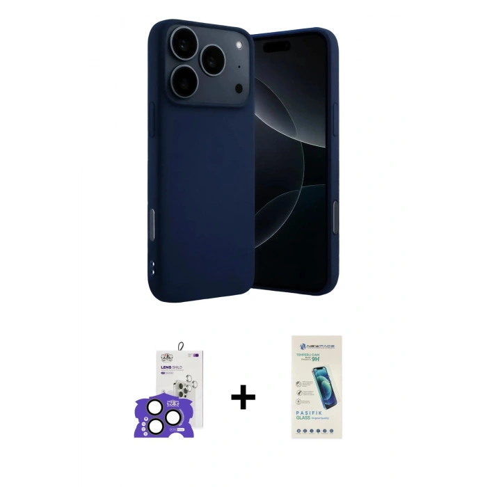 MARSİLYAN™- iPhone 17 Pro Max Kılıf Ahenk Serisi - Şeffaf Pasifik Cam Ekran Koruyucu + Bilvis Titan Kamera Lens - NLGY