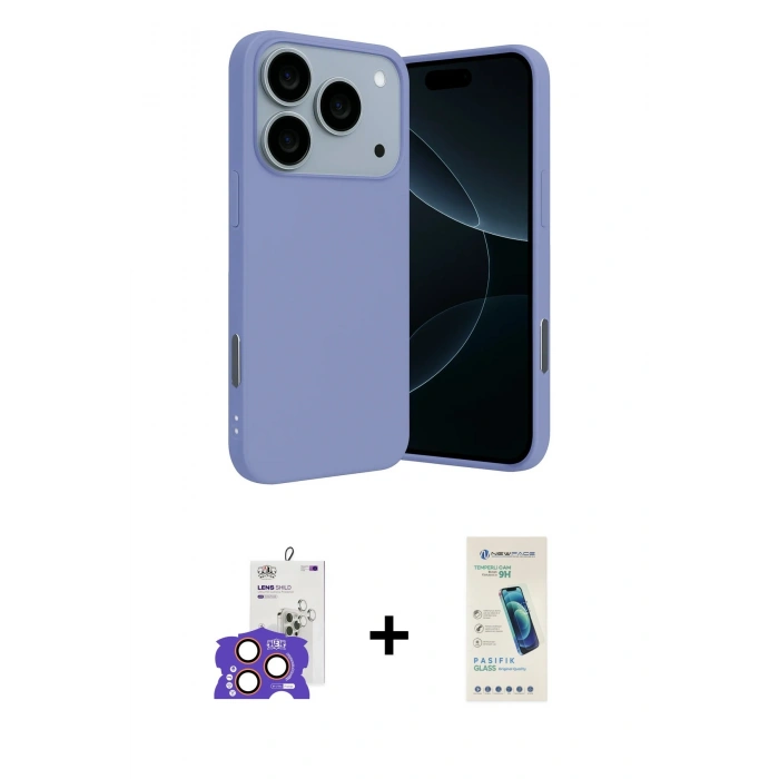 MARSİLYAN™- iPhone 17 Pro Max Kılıf Ahenk Serisi - Şeffaf Pasifik Cam Ekran Koruyucu + Bilvis Titan Kamera Lens - TU