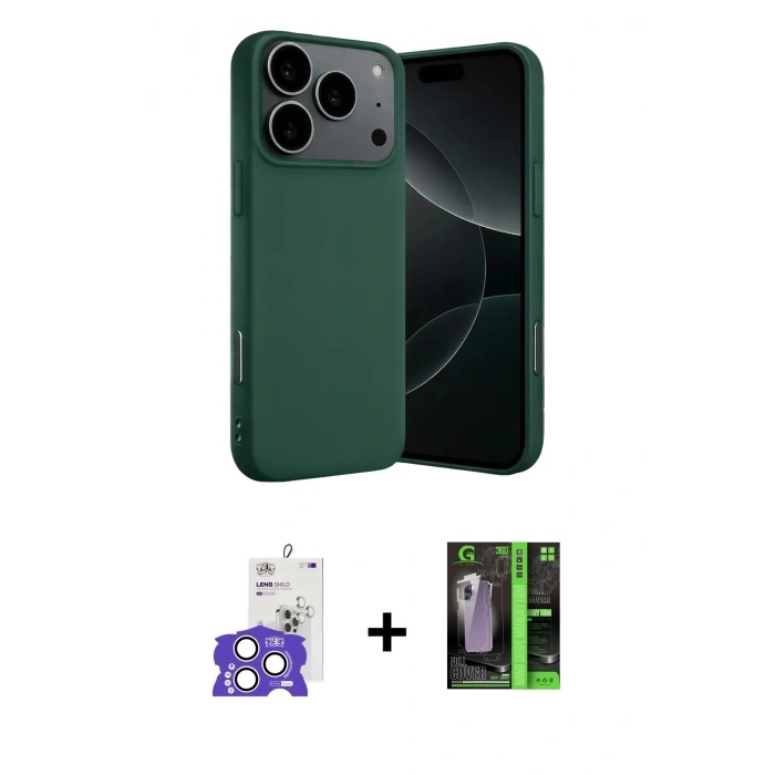 MARSİLYAN™- iPhone 17 Pro Max Kılıf Ahenk Serisi - Siyah 360 Mat Full Body Arka Koruyucu + Bilvis Titan Kamera Lens - GS