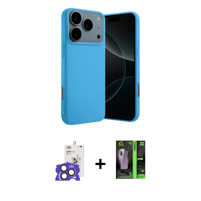 MARSİLYAN™- iPhone 17 Pro Max Kılıf Ahenk Serisi - Siyah 360 Mat Full Body Arka Koruyucu + Bilvis Titan Kamera Lens - NLGY