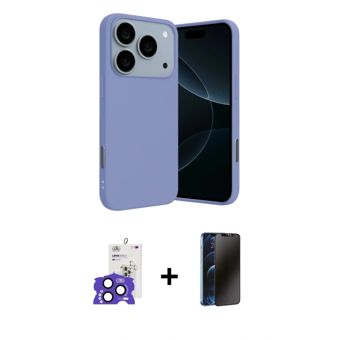 MARSİLYAN™- iPhone 17 Pro Max Kılıf Ahenk Serisi - Siyah 3D Antistatik Hayalet Cam Ekran Koruyucu + Bilvis Titan Kamera Lens - LT