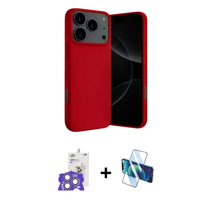 MARSİLYAN™- iPhone 17 Pro Max Kılıf Ahenk Serisi - Siyah 3D Antistatik Seramik Nano Ekran Koruyucu + Bilvis Titan Kamera Lens - GS