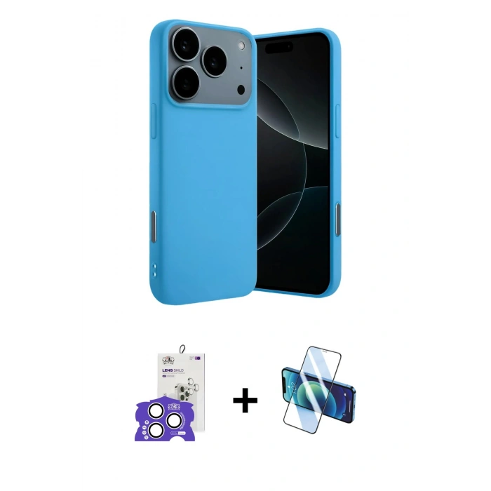 MARSİLYAN™- iPhone 17 Pro Max Kılıf Ahenk Serisi - Siyah 3D Antistatik Seramik Nano Ekran Koruyucu + Bilvis Titan Kamera Lens - GS