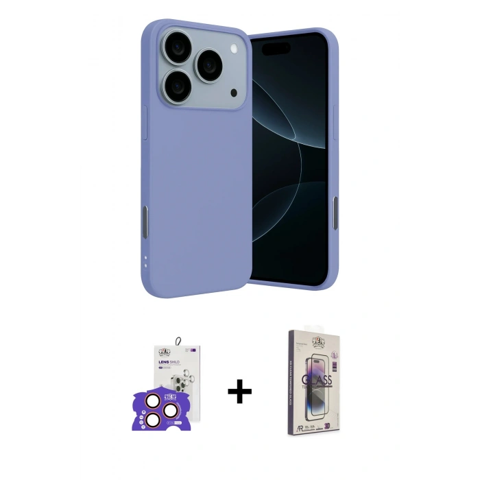 MARSİLYAN™- iPhone 17 Pro Max Kılıf Ahenk Serisi - Siyah Bilvis 3D Cam Ekran Koruyucu + Bilvis Titan Kamera Lens - TU