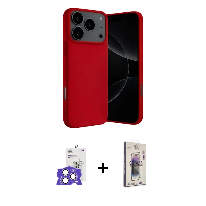 MARSİLYAN™- iPhone 17 Pro Max Kılıf Ahenk Serisi - Siyah Bilvis 3D Cam Ekran Koruyucu + Bilvis Titan Kamera Lens - GS