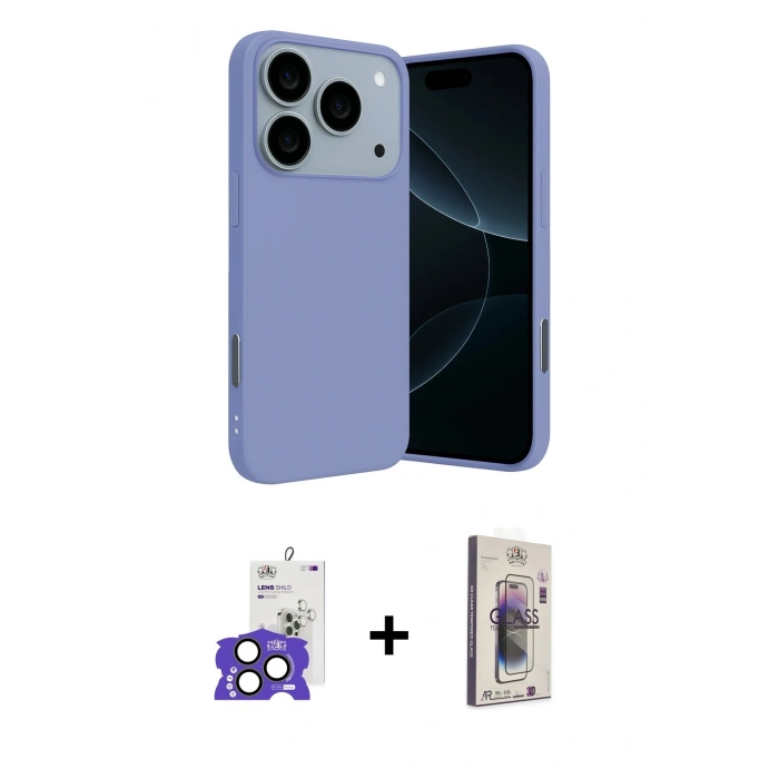MARSİLYAN™- iPhone 17 Pro Max Kılıf Ahenk Serisi - Siyah Bilvis 3D Cam Ekran Koruyucu + Bilvis Titan Kamera Lens - NLGY