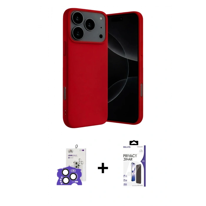 MARSİLYAN™- iPhone 17 Pro Max Kılıf Ahenk Serisi - Siyah Bilvis 3X AR Hayalet Cam Ekran Koruyucu + Bilvis Titan Kamera Lens - NLGY