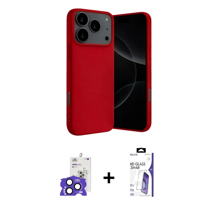 MARSİLYAN™- iPhone 17 Pro Max Kılıf Ahenk Serisi - Siyah Bilvis 3X AR HD Cam Ekran Koruyucu + Bilvis Titan Kamera Lens - LT