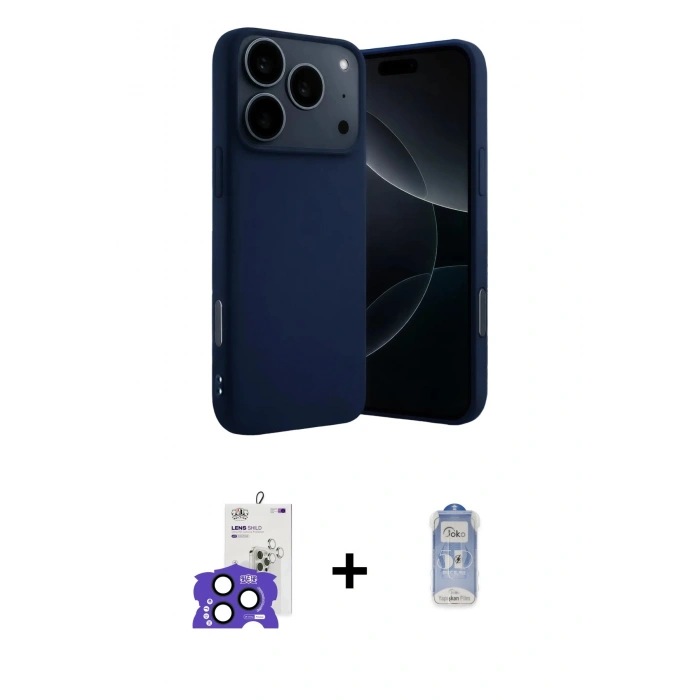 MARSİLYAN™- iPhone 17 Pro Max Kılıf Ahenk Serisi - Siyah Joko Magic 5D Cam + Bilvis Titan Kamera Lens - LT