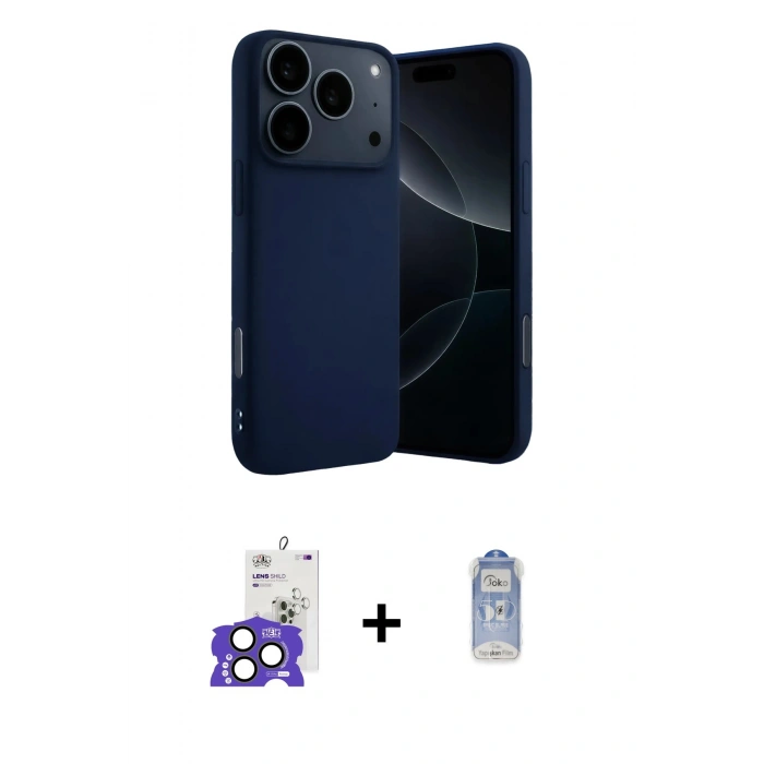 MARSİLYAN™- iPhone 17 Pro Max Kılıf Ahenk Serisi - Siyah Joko Magic 5D Cam + Bilvis Titan Kamera Lens - NLGY