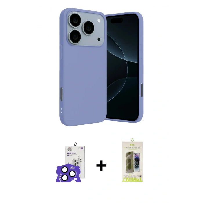 MARSİLYAN™- iPhone 17 Pro Max Kılıf Ahenk Serisi - Siyah Joko Magic 5D Hayalet Cam + Bilvis Titan Kamera Lens - LT