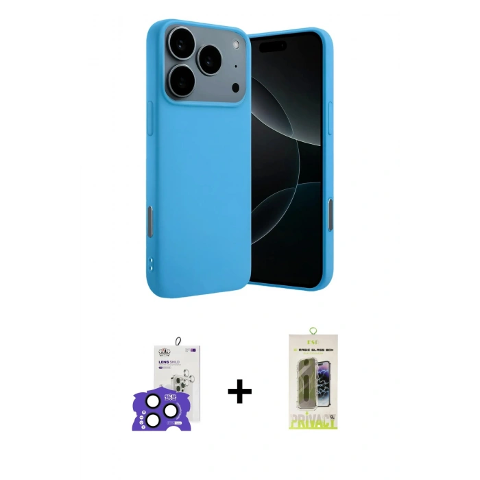 MARSİLYAN™- iPhone 17 Pro Max Kılıf Ahenk Serisi - Siyah Joko Magic 5D Hayalet Cam + Bilvis Titan Kamera Lens - LT