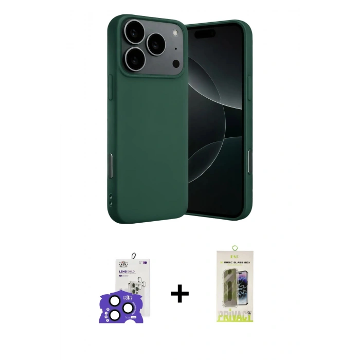 MARSİLYAN™- iPhone 17 Pro Max Kılıf Ahenk Serisi - Siyah Joko Magic 5D Hayalet Cam + Bilvis Titan Kamera Lens - LT