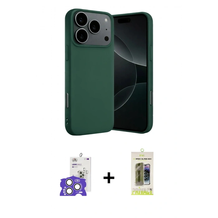 MARSİLYAN™- iPhone 17 Pro Max Kılıf Ahenk Serisi - Siyah Joko Magic 5D Hayalet Cam + Bilvis Titan Kamera Lens - GS