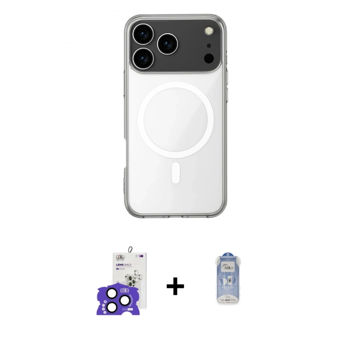 MARSİLYAN™- iPhone 17 Pro Max Kılıf Ahenk Yansıma Prime - Siyah Joko Magic 5D Cam + Bilvis Titan Kamera Lens - LT