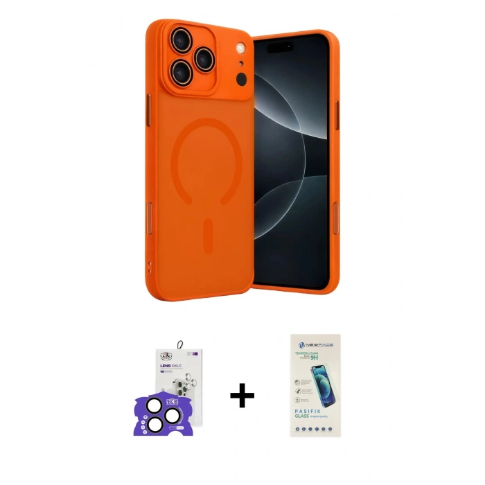 MARSİLYAN™- iPhone 17 Pro Max Kılıf Çekirdek Klasik Özel Seri - Şeffaf Pasifik Cam Ekran Koruyucu + Bilvis Titan Kamera Lens - NLGY