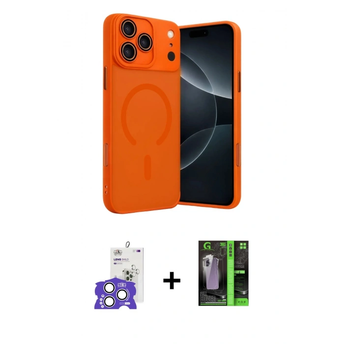 MARSİLYAN™- iPhone 17 Pro Max Kılıf Çekirdek Klasik Özel Seri - Siyah 360 Mat Full Body Arka Koruyucu + Bilvis Titan Kamera Lens - GS