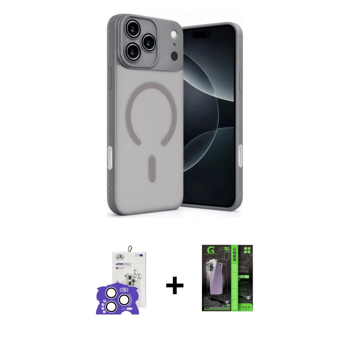 MARSİLYAN™- iPhone 17 Pro Max Kılıf Çekirdek Klasik Özel Seri - Siyah 360 Mat Full Body Arka Koruyucu + Bilvis Titan Kamera Lens - GS