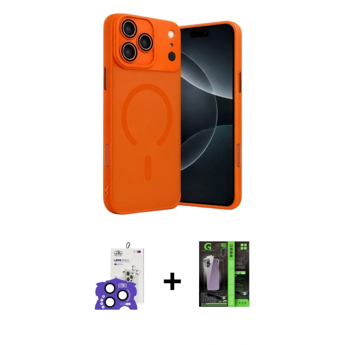 MARSİLYAN™- iPhone 17 Pro Max Kılıf Çekirdek Klasik Özel Seri - Siyah 360 Mat Full Body Arka Koruyucu + Bilvis Titan Kamera Lens - LT