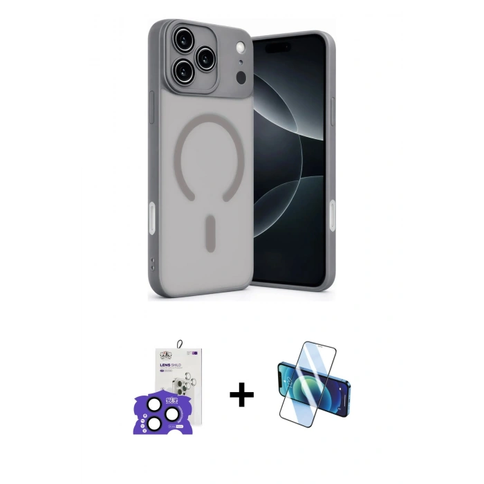 MARSİLYAN™- iPhone 17 Pro Max Kılıf Çekirdek Klasik Özel Seri - Siyah 3D Antistatik Cam Ekran Koruyucu + Bilvis Titan Kamera Lens - LT