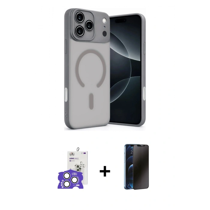 MARSİLYAN™- iPhone 17 Pro Max Kılıf Çekirdek Klasik Özel Seri - Siyah 3D Antistatik Hayalet Cam Ekran Koruyucu + Bilvis Titan Kamera Lens - GS