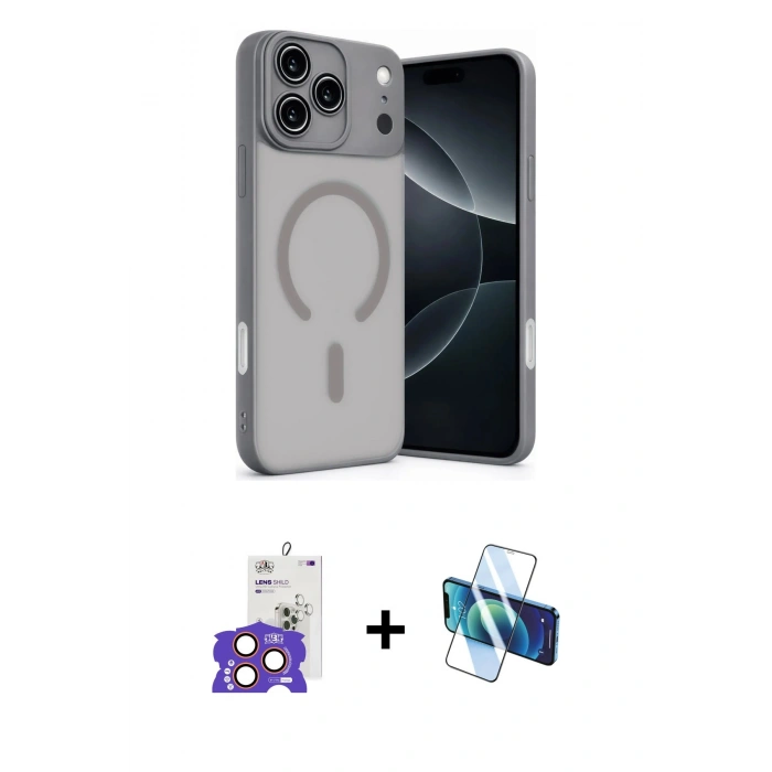 MARSİLYAN™- iPhone 17 Pro Max Kılıf Çekirdek Klasik Özel Seri - Siyah 3D Antistatik Seramik Nano Ekran Koruyucu + Bilvis Titan Kamera Lens - TU