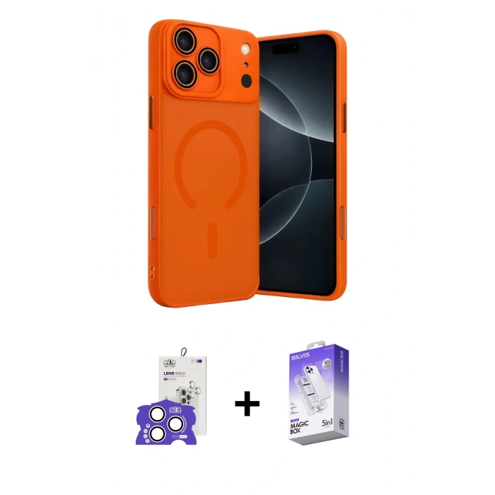 MARSİLYAN™- iPhone 17 Pro Max Kılıf Çekirdek Klasik Özel Seri - Siyah Bilvis 5in1 3D Magic Cam Ekran Koruyucu + Bilvis Titan Kamera Lens - GS