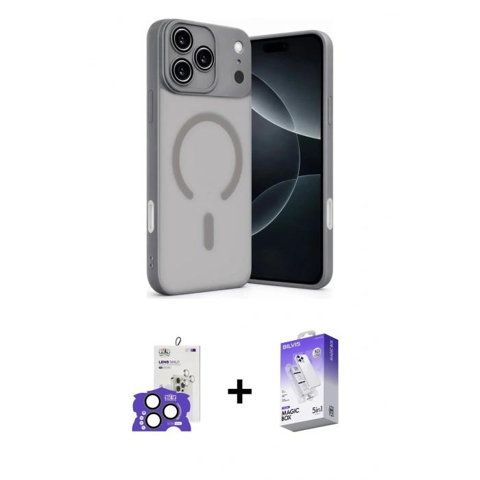 MARSİLYAN™- iPhone 17 Pro Max Kılıf Çekirdek Klasik Özel Seri - Siyah Bilvis 5in1 3D Magic Cam Ekran Koruyucu + Bilvis Titan Kamera Lens - NLGY