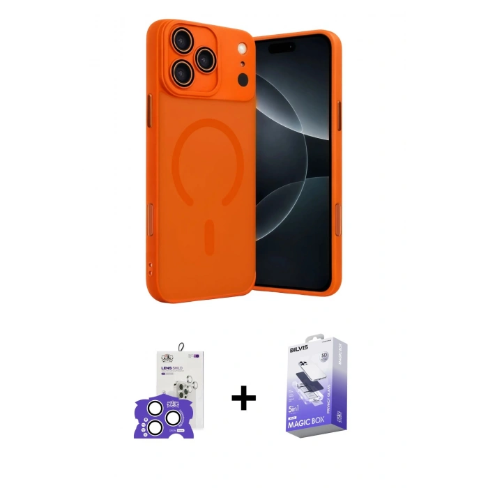 MARSİLYAN™- iPhone 17 Pro Max Kılıf Çekirdek Klasik Özel Seri - Siyah Bilvis 5in1 5D Magic Hayalet Cam Ekran Koruyucu + Bilvis Titan Kamera Lens - GS