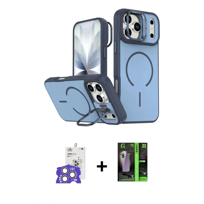 MARSİLYAN™- iPhone 17 Pro Max Kılıf Çekirdek Klasik - Şeffaf 360 Full Body Arka Koruyucu + Bilvis Titan Kamera Lens - GS