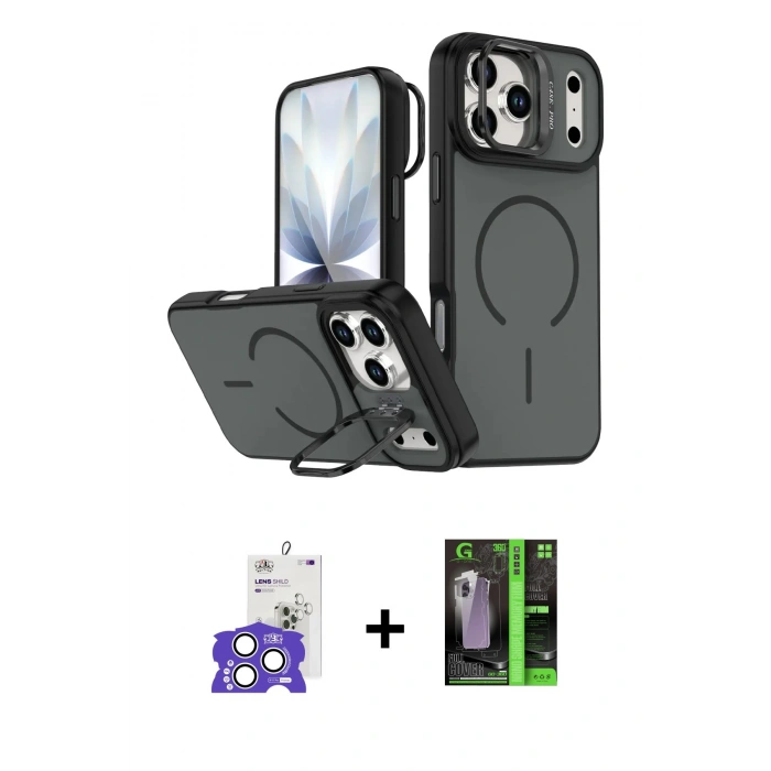 MARSİLYAN™- iPhone 17 Pro Max Kılıf Çekirdek Klasik - Şeffaf 360 Full Body Arka Koruyucu + Bilvis Titan Kamera Lens - GS