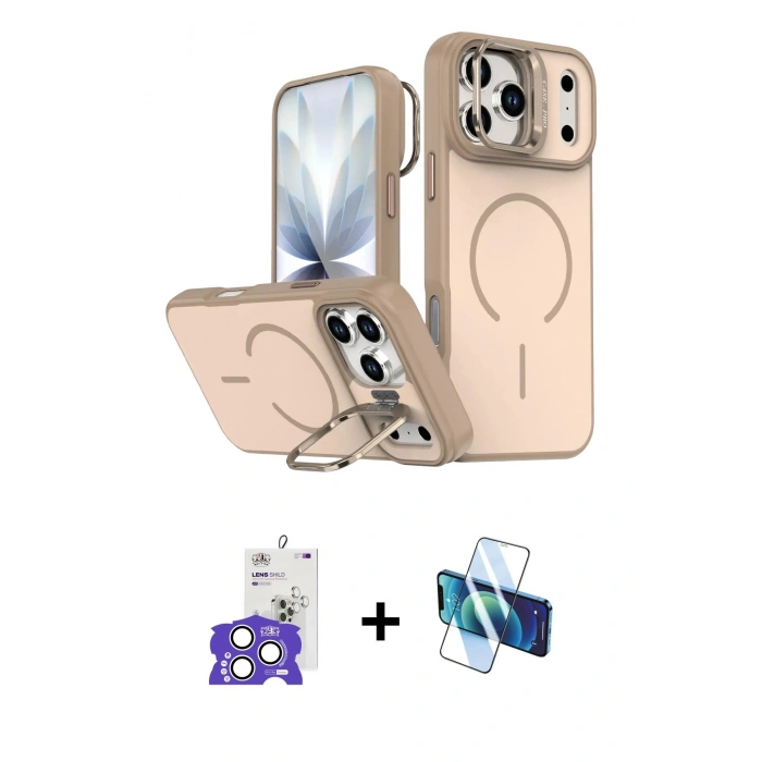 MARSİLYAN™- iPhone 17 Pro Max Kılıf Çekirdek Klasik - Siyah 3D Antistatik Cam Ekran Koruyucu + Bilvis Titan Kamera Lens - GS
