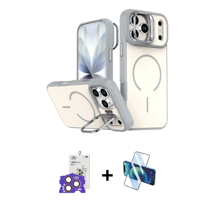 MARSİLYAN™- iPhone 17 Pro Max Kılıf Çekirdek Klasik - Siyah 3D Antistatik Seramik Nano Ekran Koruyucu + Turuncu Bilvis Titan Kamera Lens