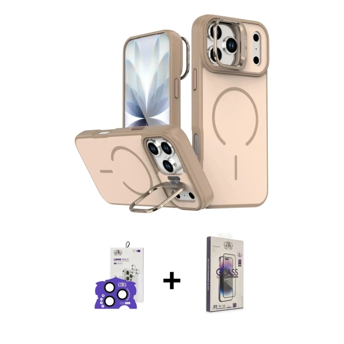 MARSİLYAN™- iPhone 17 Pro Max Kılıf Çekirdek Klasik - Siyah Bilvis 3D Cam Ekran Koruyucu + Bilvis Titan Kamera Lens - LT