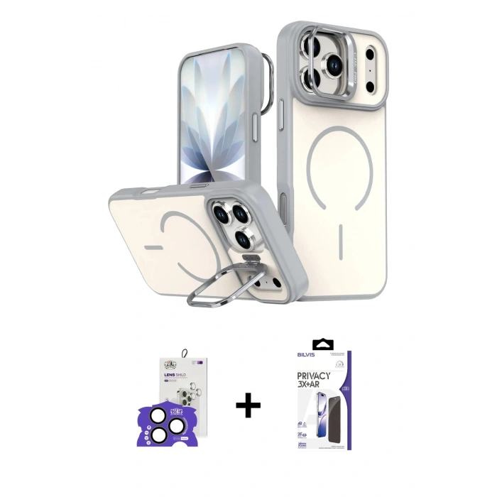 MARSİLYAN™- iPhone 17 Pro Max Kılıf Çekirdek Klasik - Siyah Bilvis 3X AR Hayalet Cam Ekran Koruyucu + Bilvis Titan Kamera Lens - NLGY