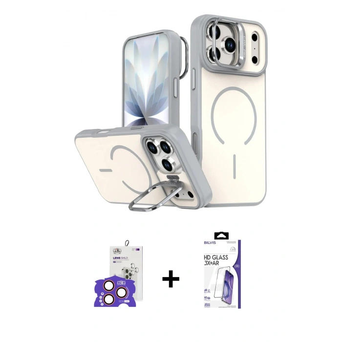 MARSİLYAN™- iPhone 17 Pro Max Kılıf Çekirdek Klasik - Siyah Bilvis 3X AR HD Cam Ekran Koruyucu + Bilvis Titan Kamera Lens - TU