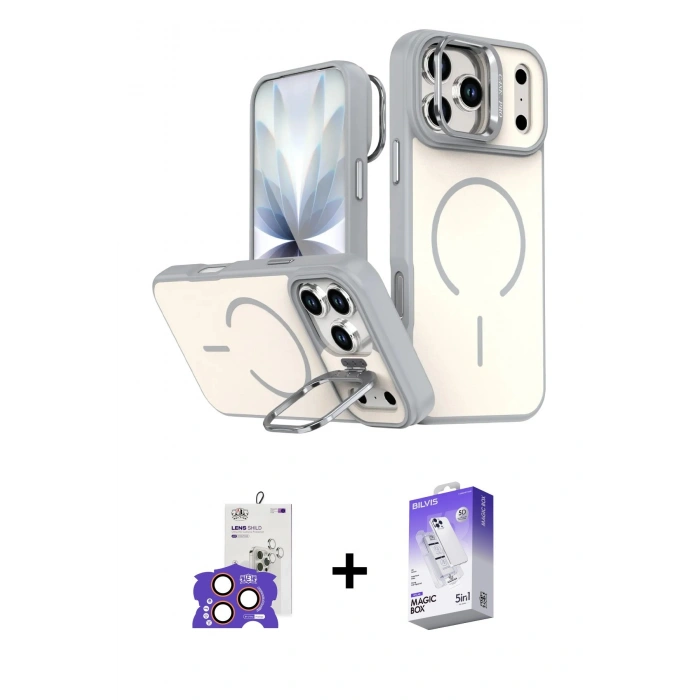 MARSİLYAN™- iPhone 17 Pro Max Kılıf Çekirdek Klasik - Siyah Bilvis 5in1 3D Magic Cam Ekran Koruyucu + Bilvis Titan Kamera Lens - TU