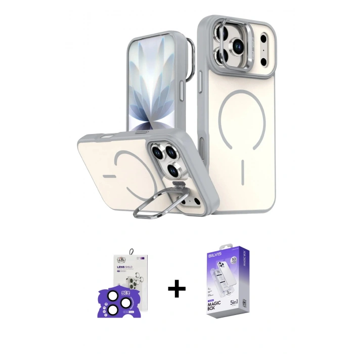 MARSİLYAN™- iPhone 17 Pro Max Kılıf Çekirdek Klasik - Siyah Bilvis 5in1 3D Magic Cam Ekran Koruyucu + Bilvis Titan Kamera Lens - LT