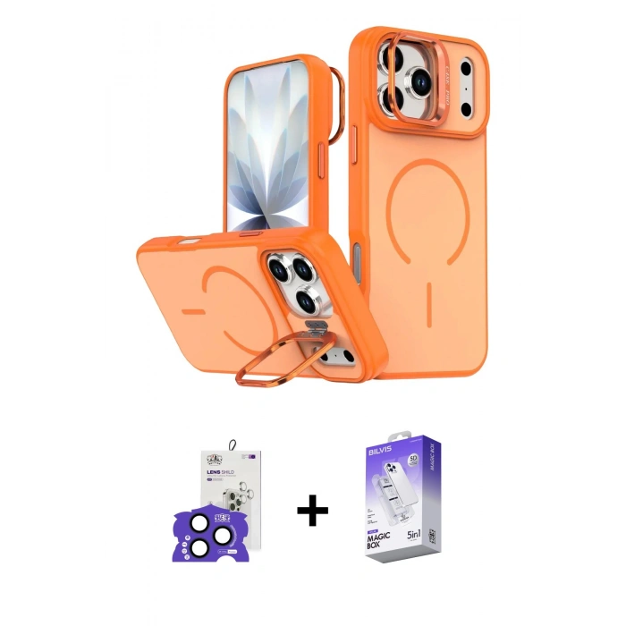 MARSİLYAN™- iPhone 17 Pro Max Kılıf Çekirdek Klasik - Siyah Bilvis 5in1 3D Magic Cam Ekran Koruyucu + Bilvis Titan Kamera Lens - LT