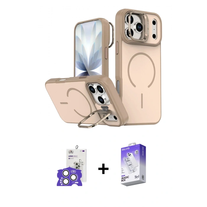 MARSİLYAN™- iPhone 17 Pro Max Kılıf Çekirdek Klasik - Siyah Bilvis 5in1 3D Magic Cam Ekran Koruyucu + Bilvis Titan Kamera Lens - GS