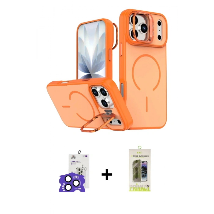 MARSİLYAN™- iPhone 17 Pro Max Kılıf Çekirdek Klasik - Siyah Joko Magic 5D Hayalet Cam + Bilvis Titan Kamera Lens - LT