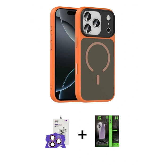 MARSİLYAN™- iPhone 17 Pro Max Kılıf Doruk Form Serisi - Siyah 360 Mat Full Body Arka Koruyucu + Bilvis Titan Kamera Lens - TU