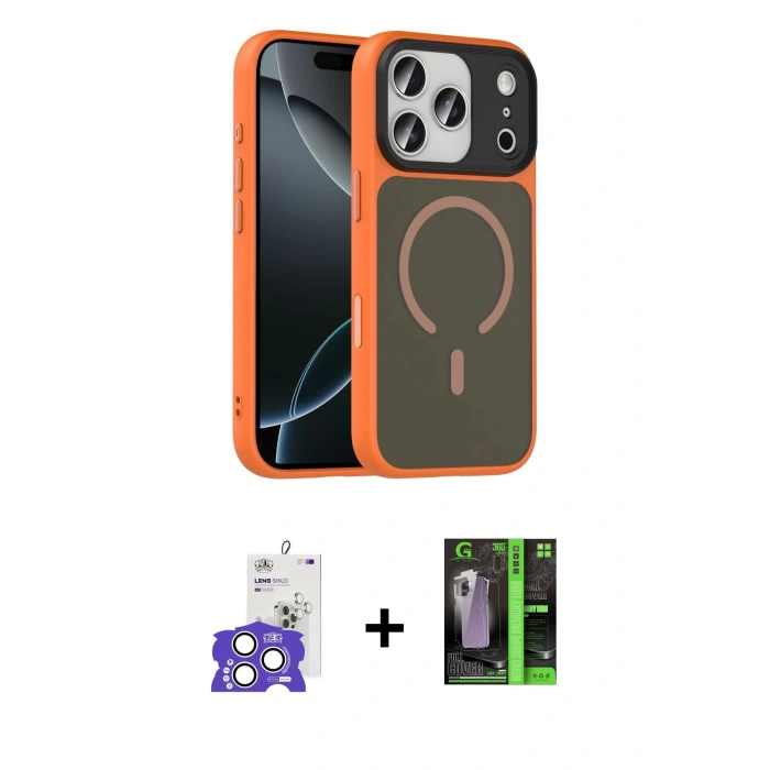 MARSİLYAN™- iPhone 17 Pro Max Kılıf Doruk Form Serisi - Siyah 360 Mat Full Body Arka Koruyucu + Bilvis Titan Kamera Lens - GS