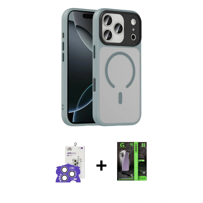 MARSİLYAN™- iPhone 17 Pro Max Kılıf Doruk Form Serisi - Siyah 360 Mat Full Body Arka Koruyucu + Bilvis Titan Kamera Lens - GS